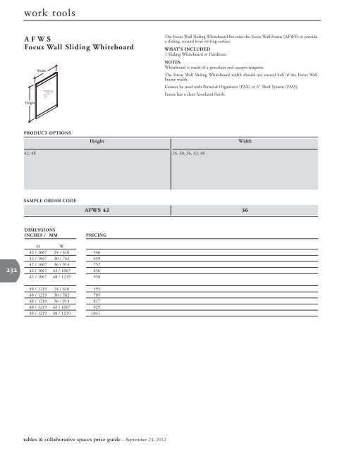 Tables & Collaborative Spaces Price Guide - Teknion