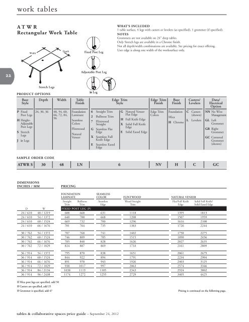 Tables & Collaborative Spaces Price Guide - Teknion