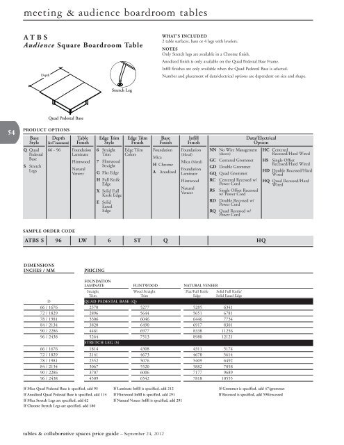 Tables & Collaborative Spaces Price Guide - Teknion