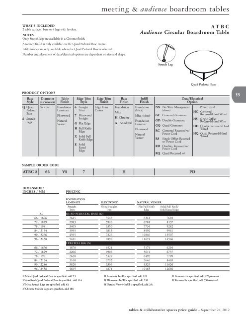 Tables & Collaborative Spaces Price Guide - Teknion