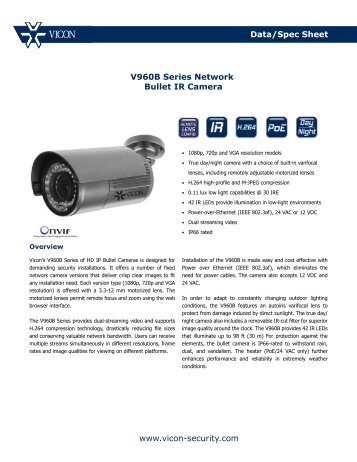 www.vicon-security.com Data/Spec Sheet V960B Series Network ...