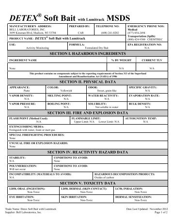 DETEX ® Soft Bait with Lumitrack MSDS - Bell Laboratories