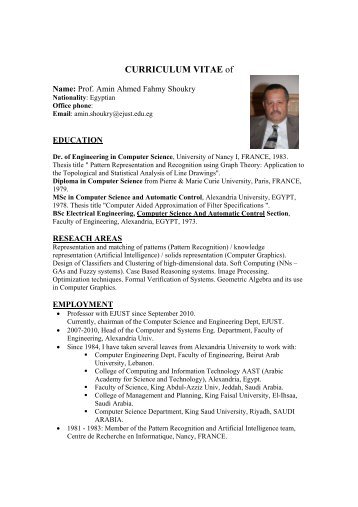 CURRICULUM VITAE of - Egypt-Japan University of Science and ...