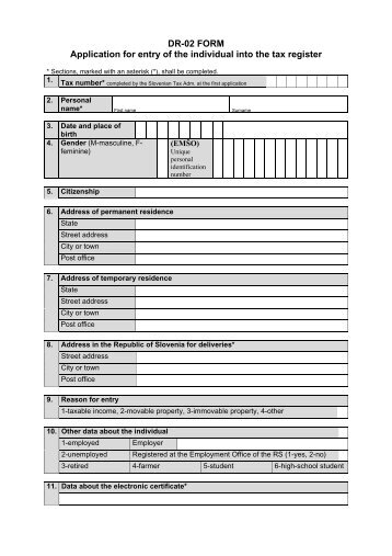 DR-02 FORM Application for entry of the individual into the ... - Durs