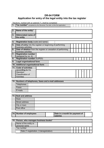 DR-04 FORM Application for entry of the legal entity into the ... - Durs