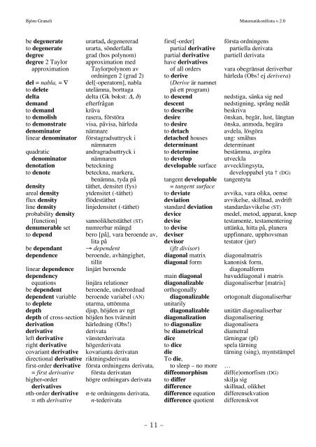 Engelsk-Svensk matematikordlista - math.ltu.se