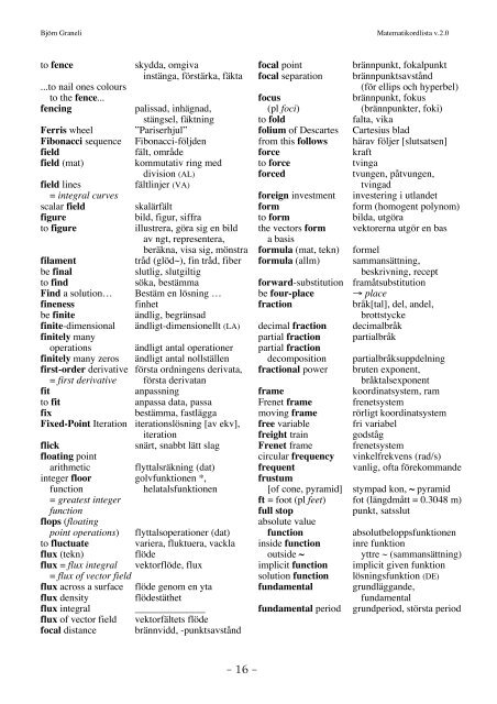 Engelsk-Svensk matematikordlista - math.ltu.se