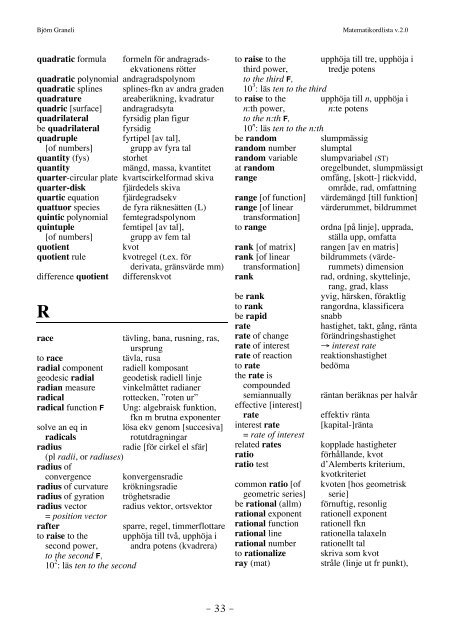 Engelsk-Svensk matematikordlista - math.ltu.se