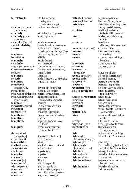 Engelsk-Svensk matematikordlista - math.ltu.se