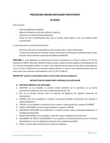 PROCEDURA ORDINE DEPLASARE PARTICIPANTI ID 63329