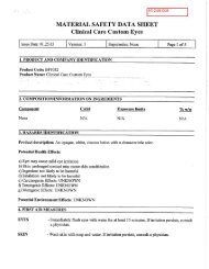 MATERIAL SAFETY DATA SI-EET Clinical Care Custom Eyes