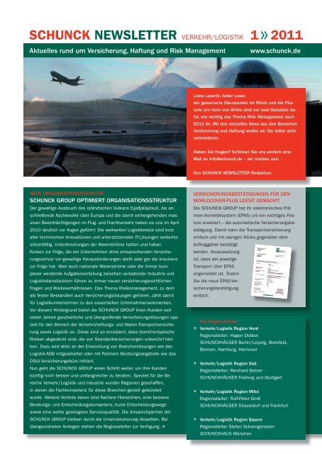 SCHUNCK NEWSLETTER 1 / 2011 VL - SCHUNCK GROUP