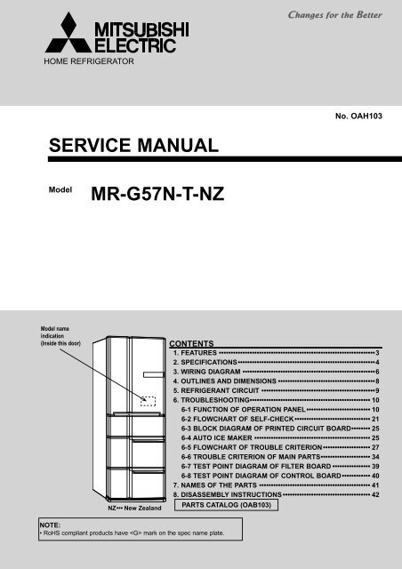 SERVICE MANUAL MR-G57N-T-NZ - B.d.t.