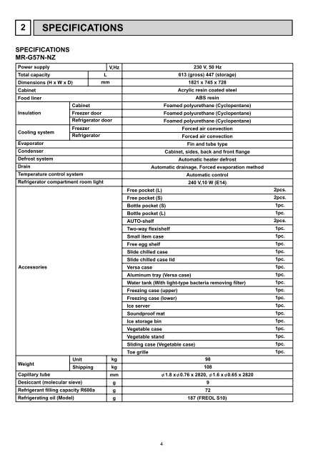 SERVICE MANUAL MR-G57N-T-NZ - B.d.t.