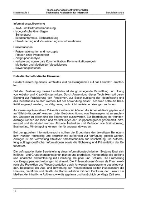 Lehrplan Technischer Assistent für Informatik - Bildungsmarkt ...