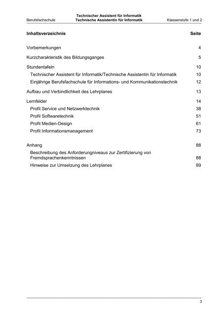 Lehrplan Technischer Assistent für Informatik - Bildungsmarkt ...