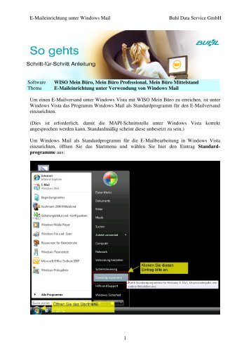 E-Maileinrichtung unter Windows Mail Buhl Data Service GmbH 1 ...