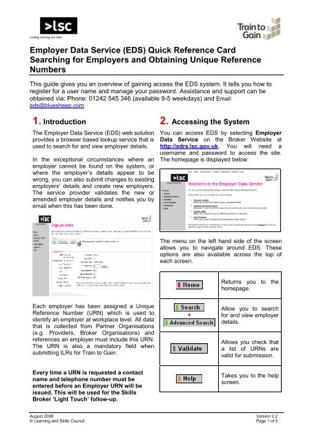 Employer Data Service (EDS) Quick Reference Card Searching for