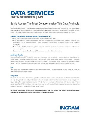 IDS Data Services Information - Ingram Content Group