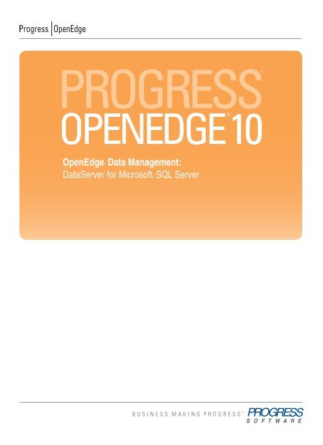 OpenEdge Data Management: DataServer for Microsoft SQL Server