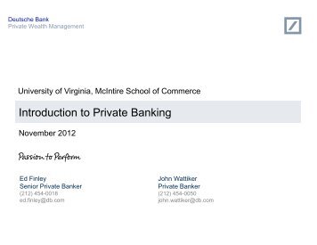 Introduction to Private Banking - McIntire School of Commerce ...