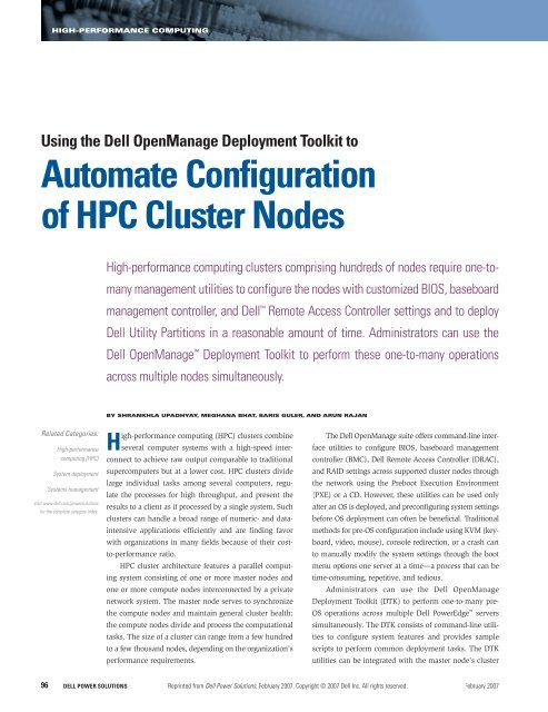 Automate Configuration of HPC Cluster Nodes - Dell