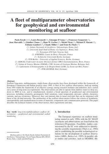 A fleet of multiparameter observatories for geophysical and ...