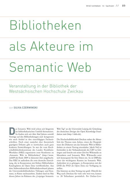 Umstellung der verbleibenden - Das Magazin der Bibliotheken in ...