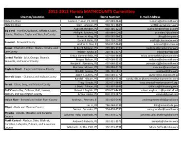 2012-2013 Florida MATHCOUNTS Committee - Florida Engineering ...