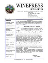 NEWSLETTER - Napa Valley Genealogical and Biographical Society