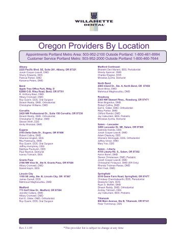 Willamette Dental Providers