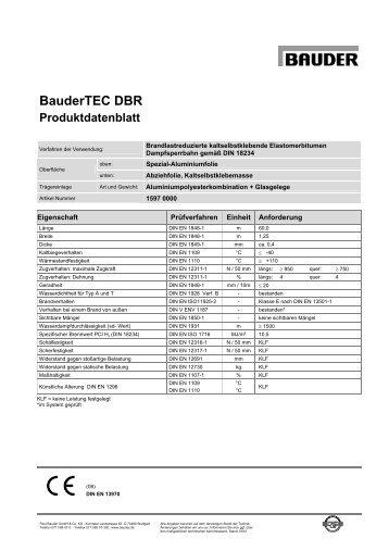 BauderTEC DBR Produktdatenblatt (0912)