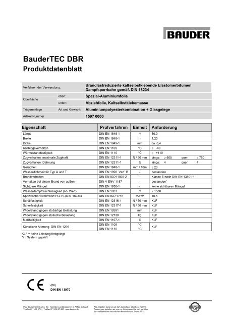 BauderTEC DBR Produktdatenblatt (0912)