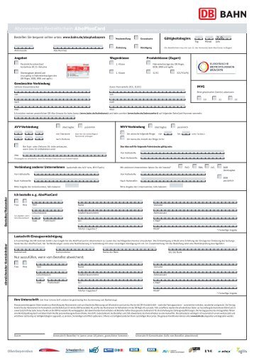 Abonnement-Bestellschein AboPlusCard - MVV