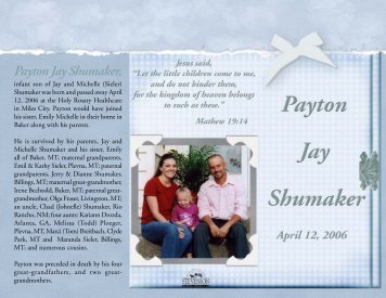 Payton Jay Shumaker, - Stevenson Funeral Home