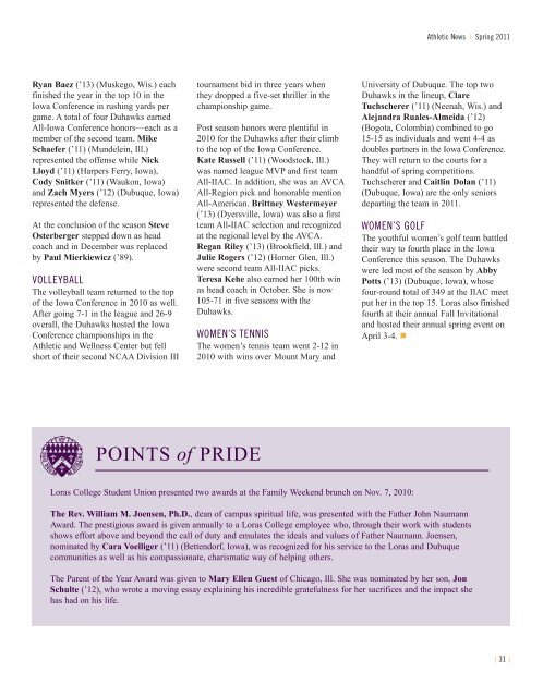 THE LORAS COLLEGE MAGAZINE | VOL. 59 | NO. 1 | WINTER 2010