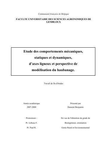 Etude des comportements mécaniques, statiques et dynamiques, d ...