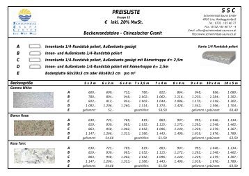 Beckenrandsteine - Chinesischer Granit PREISLISTE - SSC