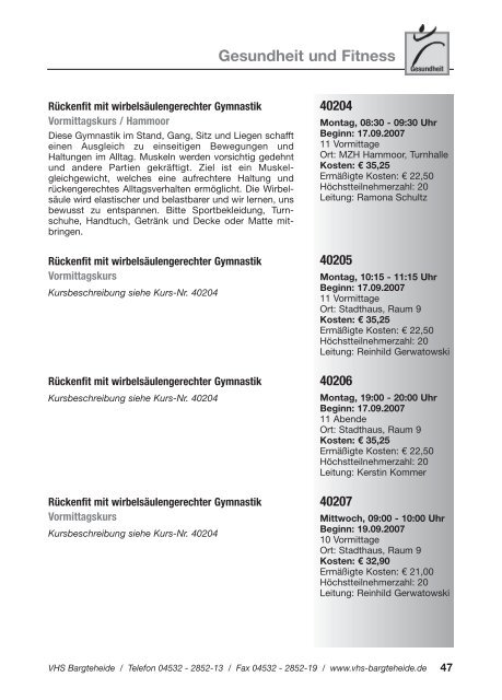 Volkshochschule Bargteheide Programm ... - VHS Bargteheide