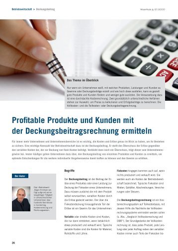 Profitable Produkte und Kunden mit der Deckungsbeitragsrechnung ...