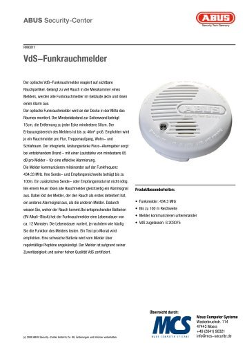 VdS-Funkrauchmelder - MCS Security