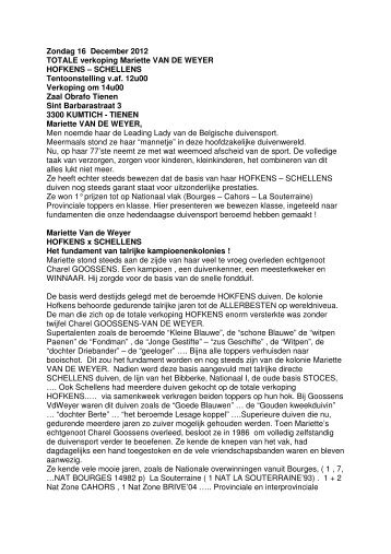 Verkoopsprogramma - Programme de vente