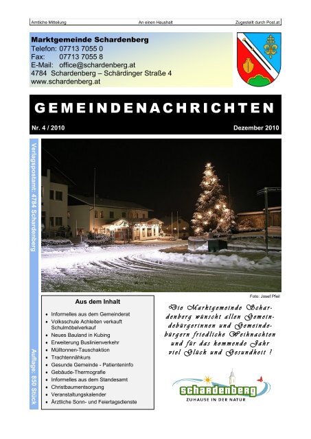 GEMEINDENACHRICHTEN - Gemeindeamt Schardenberg