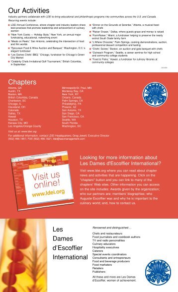 to download our Brochure PDF - Les Dames d'Escoffier International