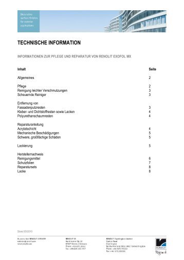 RENOLIT EXOFOL MX Pflegehandbuch