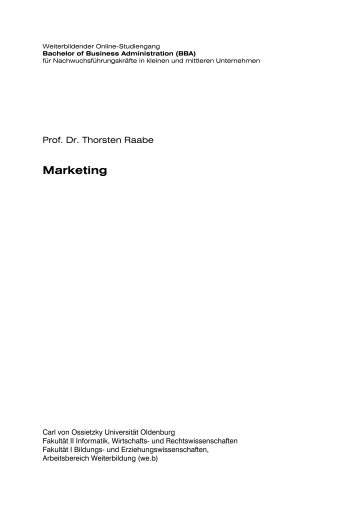 Marketing - Bachelor of Business Administration - Carl von Ossietzky ...