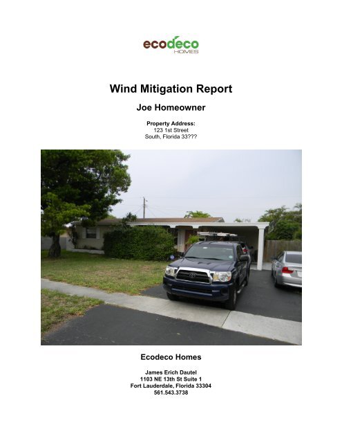 Wind Mitigation Sample Report - EcoDeco Homes