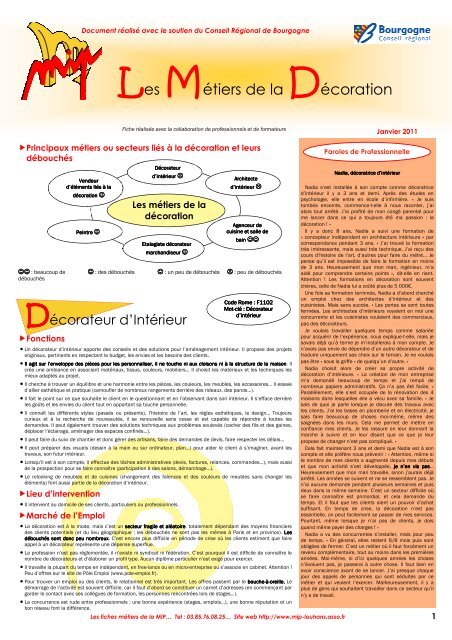 Les métiers de la décoration - MIP de Louhans