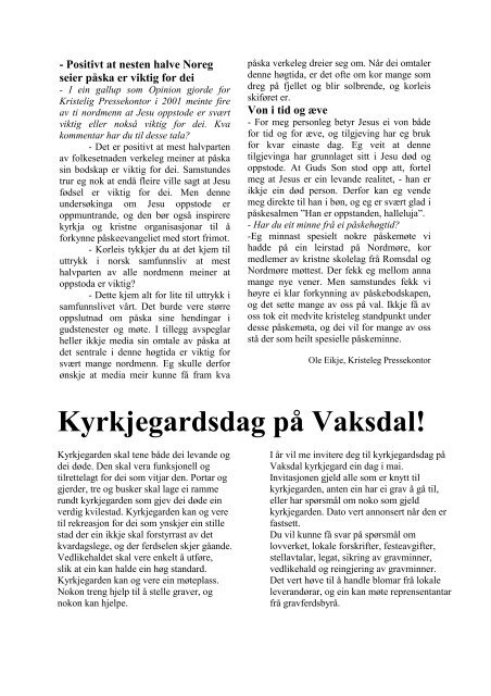 påske - Vaksdal kyrkjelege fellesråd - Den norske kyrkja