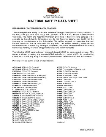 MATERIAL SAFETY DATA SHEET - Dunn-Edwards Paints
